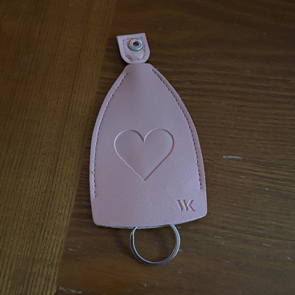 Pink Heart Leather Keychain Holder